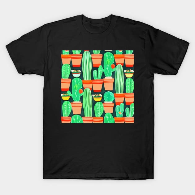 Cacti and Nachos Pattern T-Shirt by TrapperWeasel